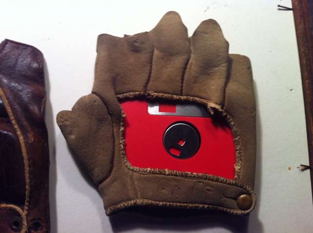 c. 1880's-90's Fingerless Glove Lefty Brown Back