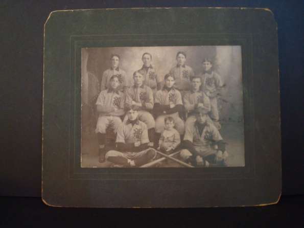 Early Base Ball Team with Equipment and Infant Mascot