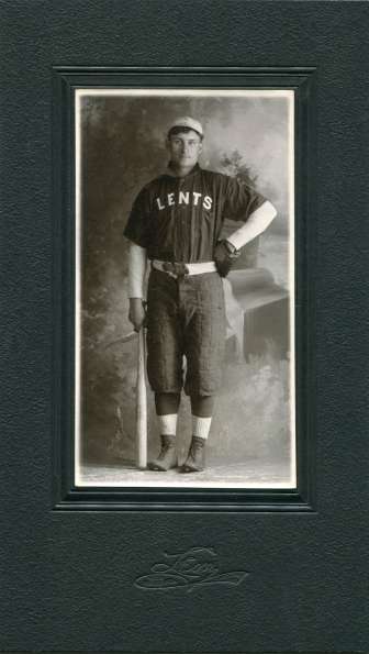 Lents Base Ball Player with Glove and Bat