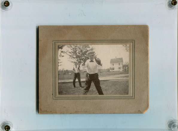 Two Early Base Ball Players Posing with Gloves