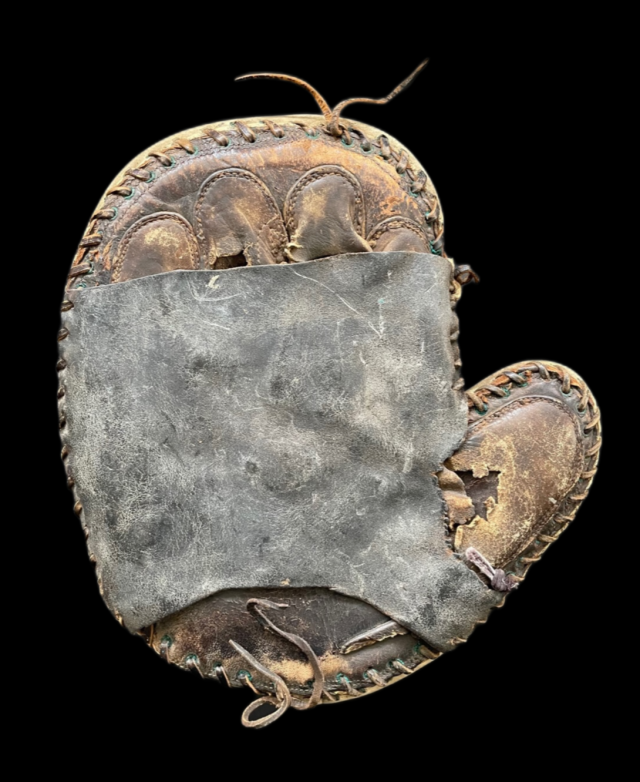 Jack Onslow Game Used Crescent Catchers Mitt Back