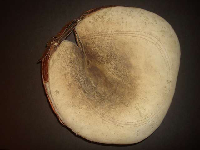 Early 1900's White Sewn Pocket Catchers Mitt Front