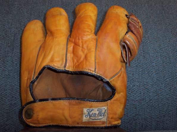 Ken Wel Orange Softball Glove Back