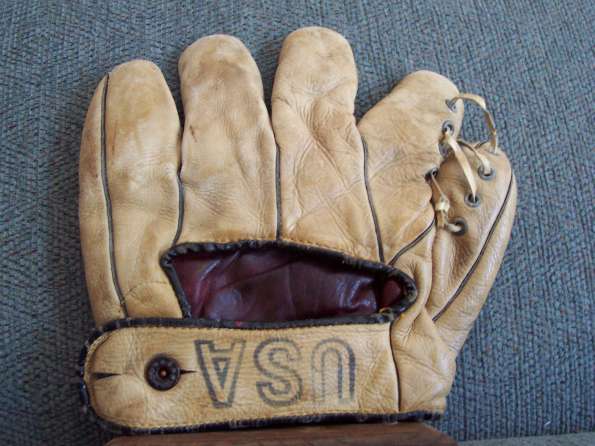 OK White Softball Glove Back