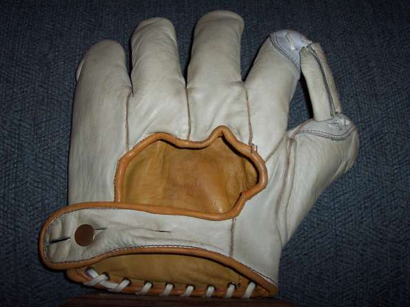 White Tan Softball Glove Back