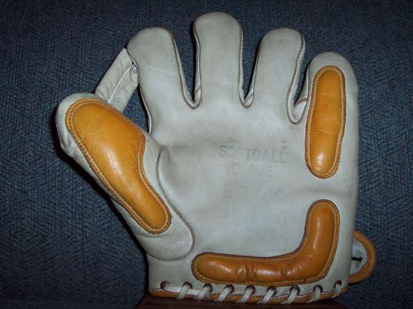 White Tan Softball Glove Front