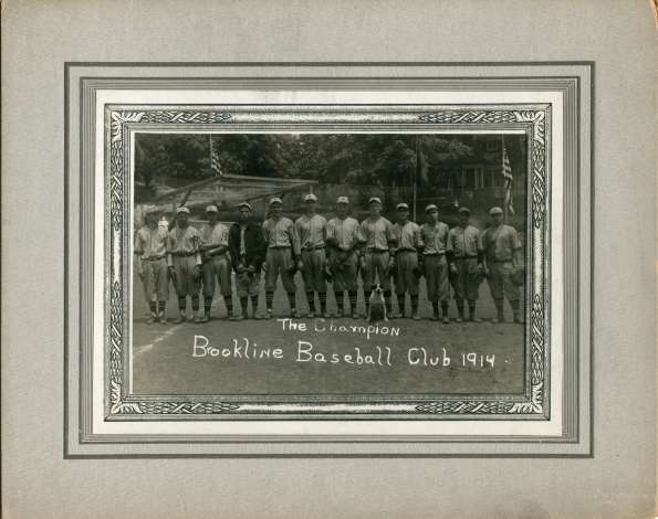 The Champion Brookline Baseball Club with Dog 1914