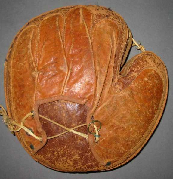 Early 1900's Crescent Pad Catchers Mitt Back Early Gloves & Mitts