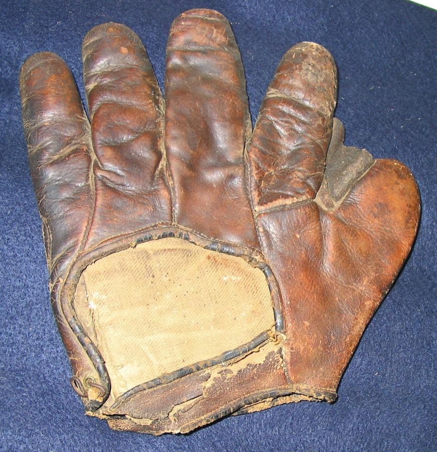 Early 1900's Hole in Palm Crescent Back Early Gloves & Mitts