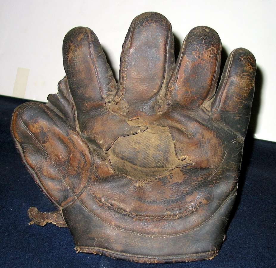 Early 1900's Hole in Palm Crescent Front Early Gloves & Mitts