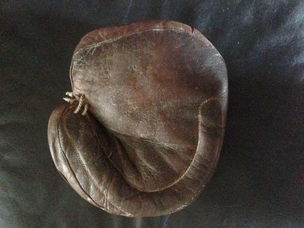 Early 1900's Hook and Eye Back Crescent Catchers Mitt Front